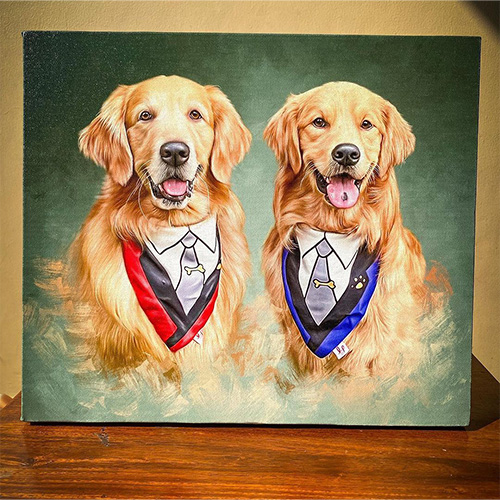 Two Golden Retriever Dogs Theme Pet Portrait By Pawstro